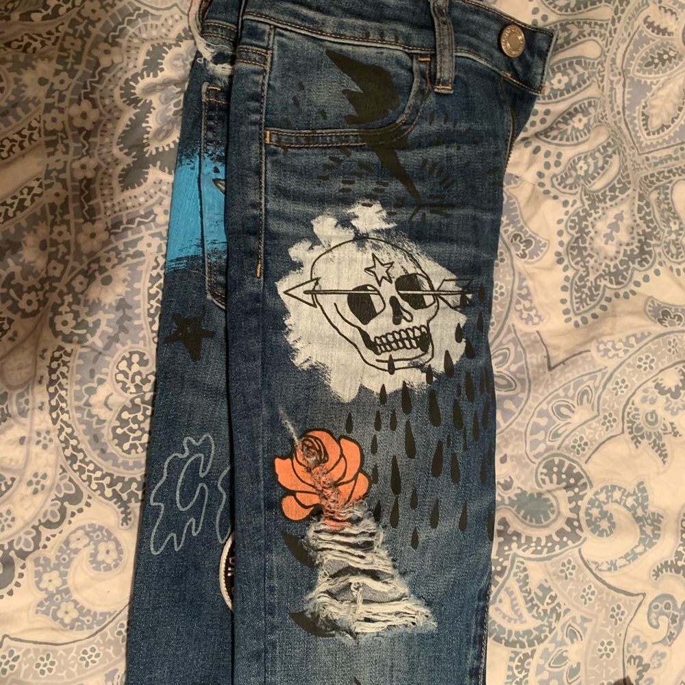 American Eagle Graffiti Patchwork Jeggings - image 3